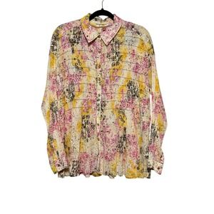 Pilcro Artsy Button‎ Down Shirt Womens Medium Boho Indie Gallerycore Eclectic